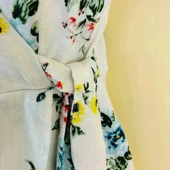 Altar’d State White Floral Plunge Neck Spaghetti Strap Tie Mini Dress Size L - Picture 7 of 16